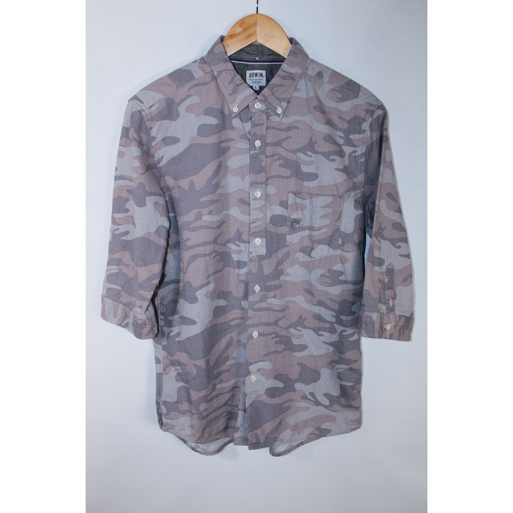 Edwin Men's Large Multicolor Camo Half Sleeve Button Down Shirt